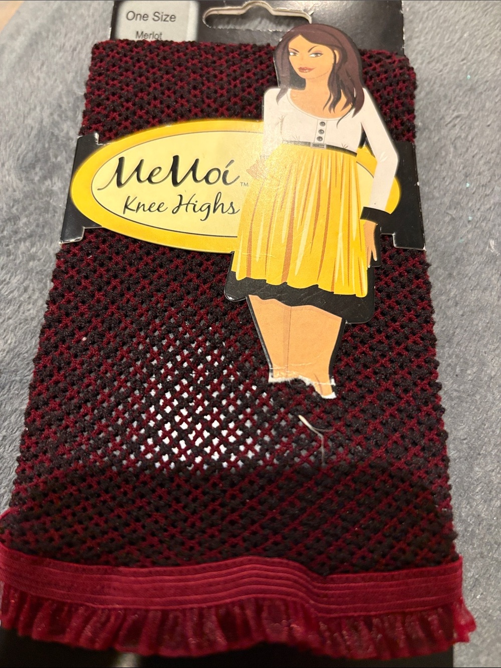 MeMoi Merlot Fishnet Knee Highs - Women's